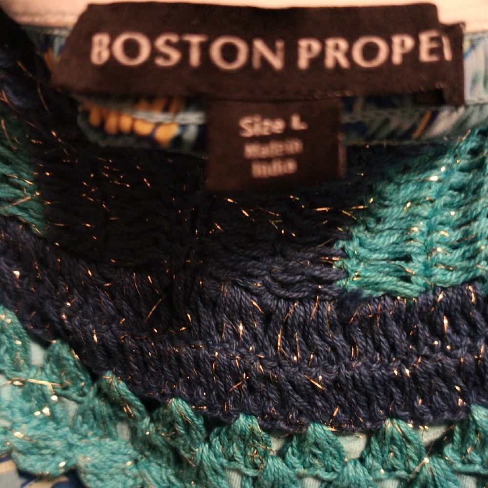 FINAL PRICE Boston Proper Teal & Blue Crocheted Top  Halter Dress/Ruffled Hem